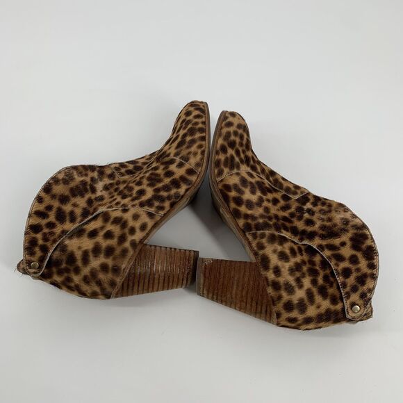 Boden Hoxton Calf Hair Leopard Print Ankle Boots 38 7 Womens Brown Low Booties - Picture 5 of 10